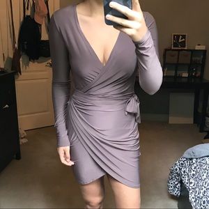 ASOS Mauve (Purple) Satin-like Wrap Mini Dress